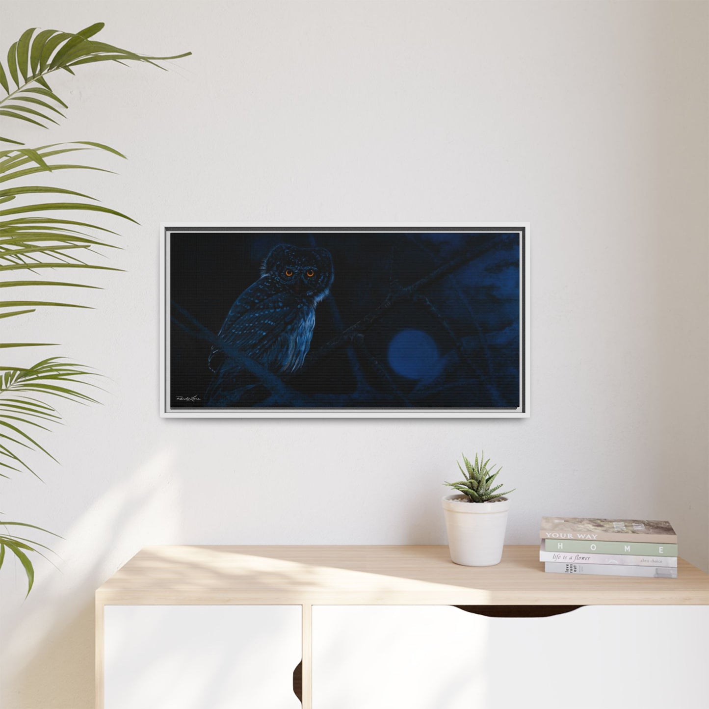 Bright Eyes, Framed Owl Canvas Art Print