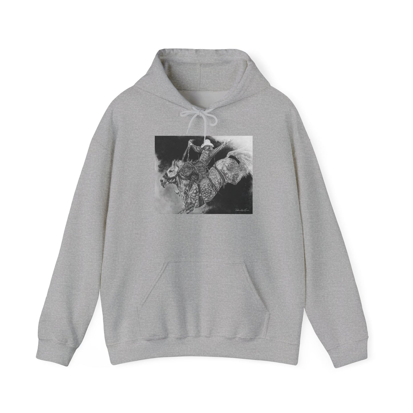 Big Grey, Rodeo Bareback Bronc Painting Hoodie Sweatshirt