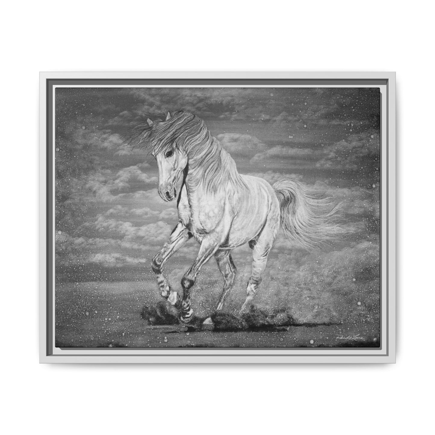 Equine Elegance. Prancing Horse Framed Stretched Matte Canvas Print