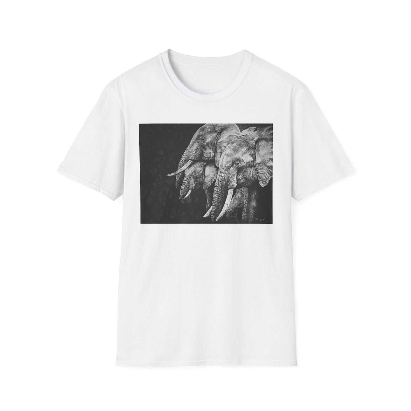 Brushland Bond. Elephant Art Unisex Softstyle T-Shirt