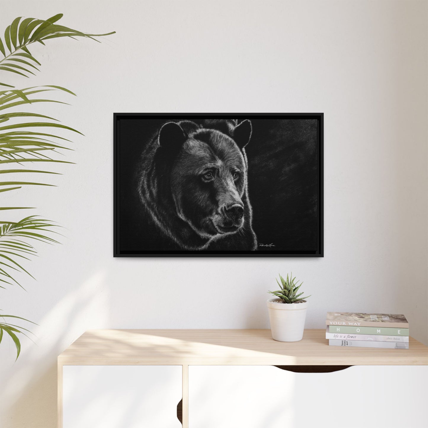 Dominance, Bear Portrait Stretched Framed Matte Canvas Print