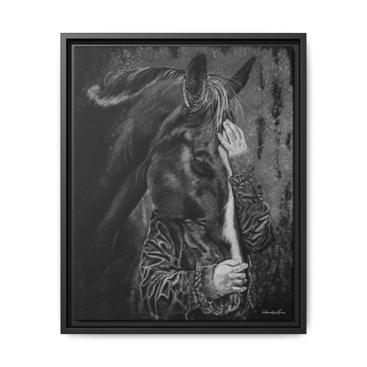 Secrets. Horse Lover's Framed Stretched Matte Canvas Print