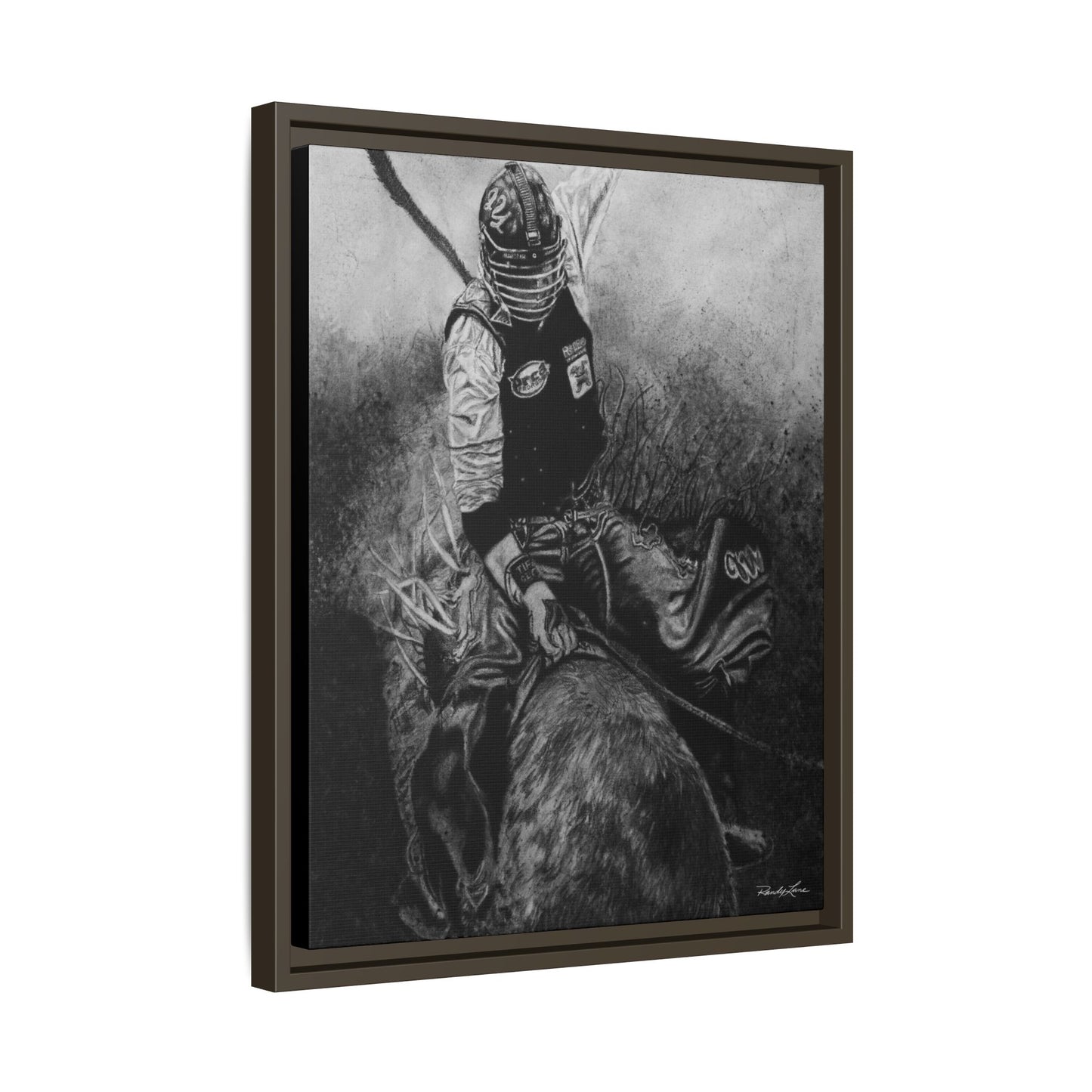 Gettin Frosty. Bull Rider Framed Stretched Matte Canvas Print