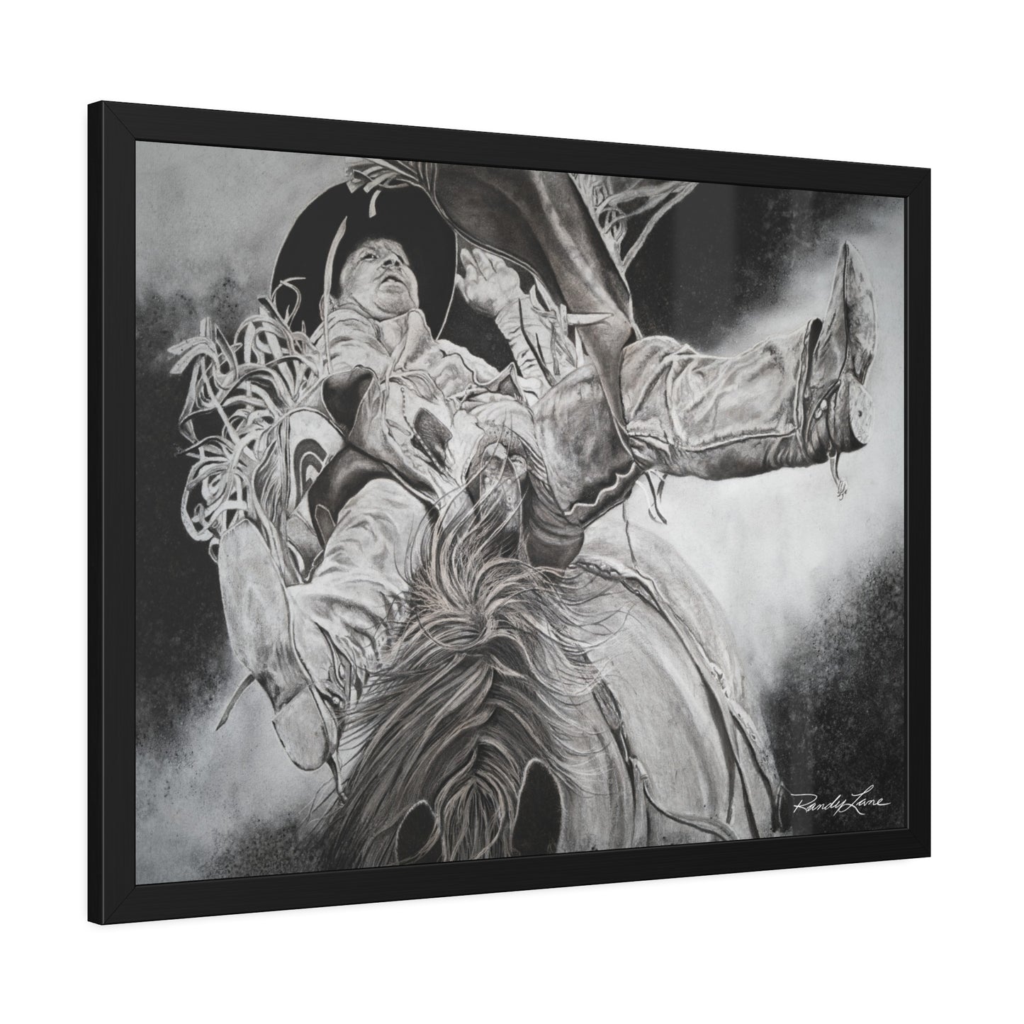 Battle Tested, Rodeo Bareback Rider Painting, Framed Fine Art Print