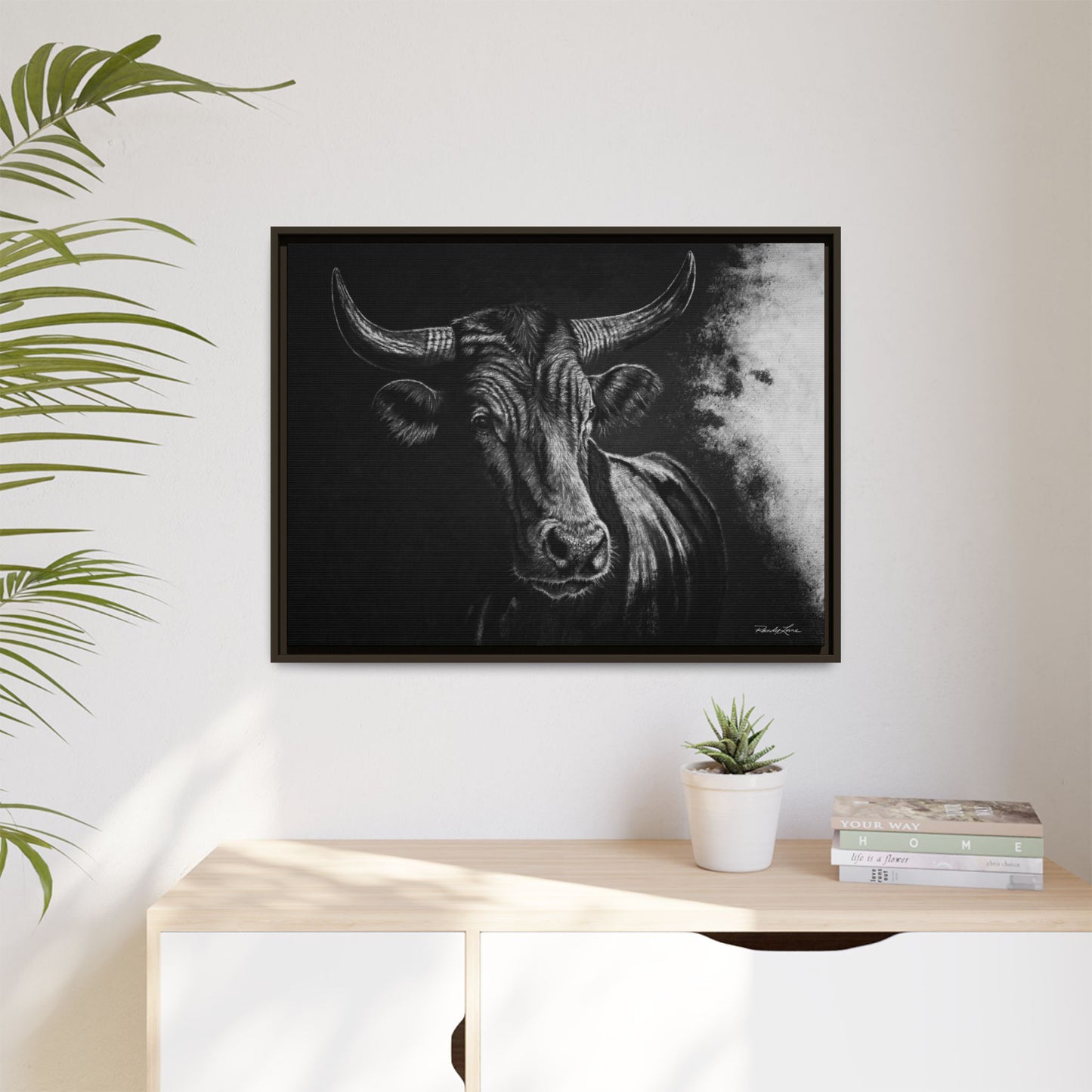Stonebreaker. Bucking Bull Framed Stretch Matte Canvas Print
