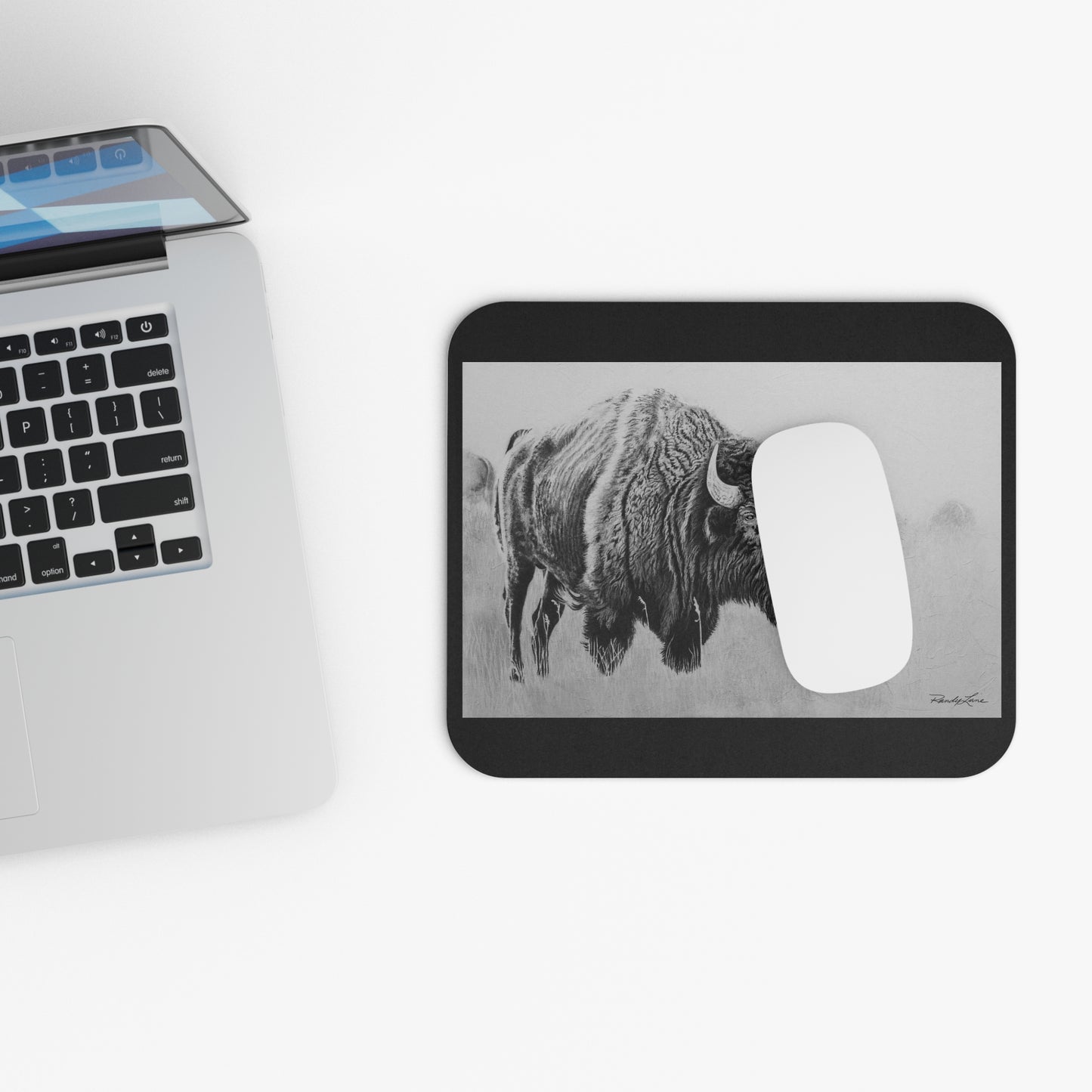 Prairie Bison, Bison Painting Mouse Pad — Rustic Wildlife Desk Mat