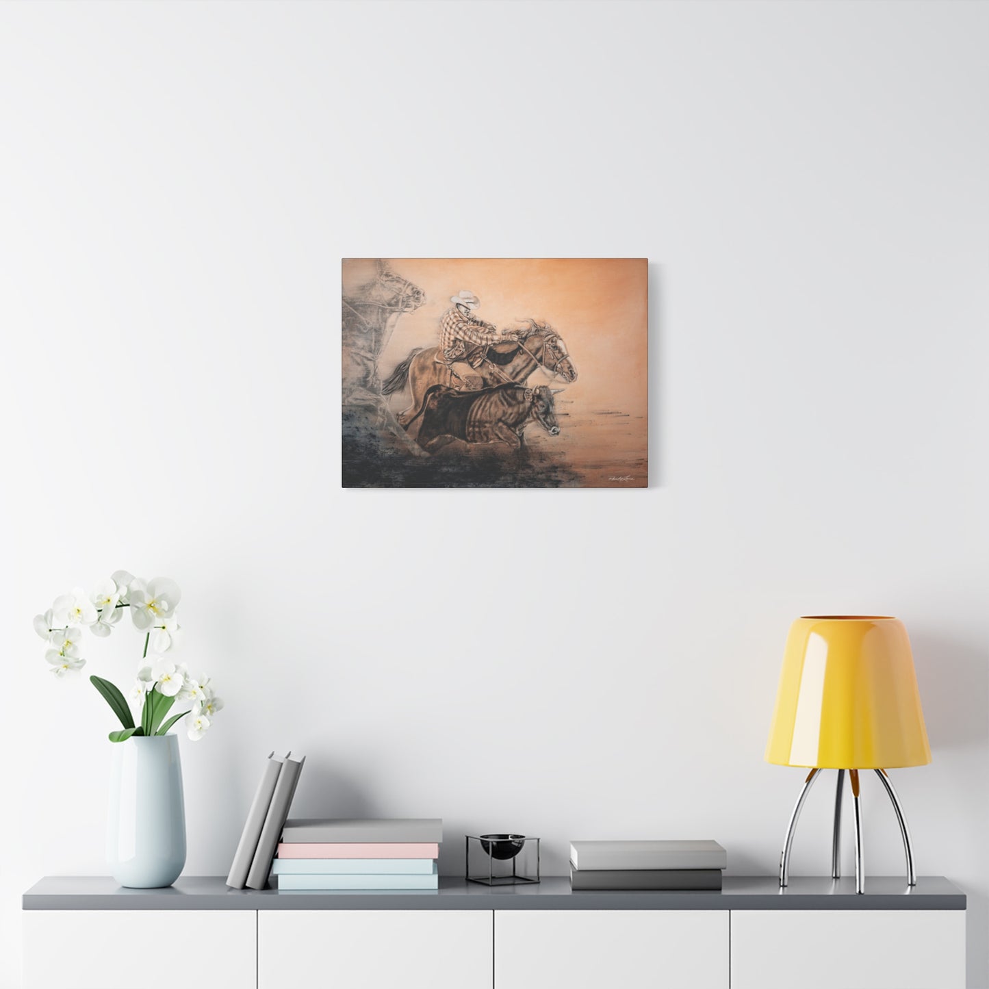 Get Some. Bulldogging Art Stretched Matte Canvas Print