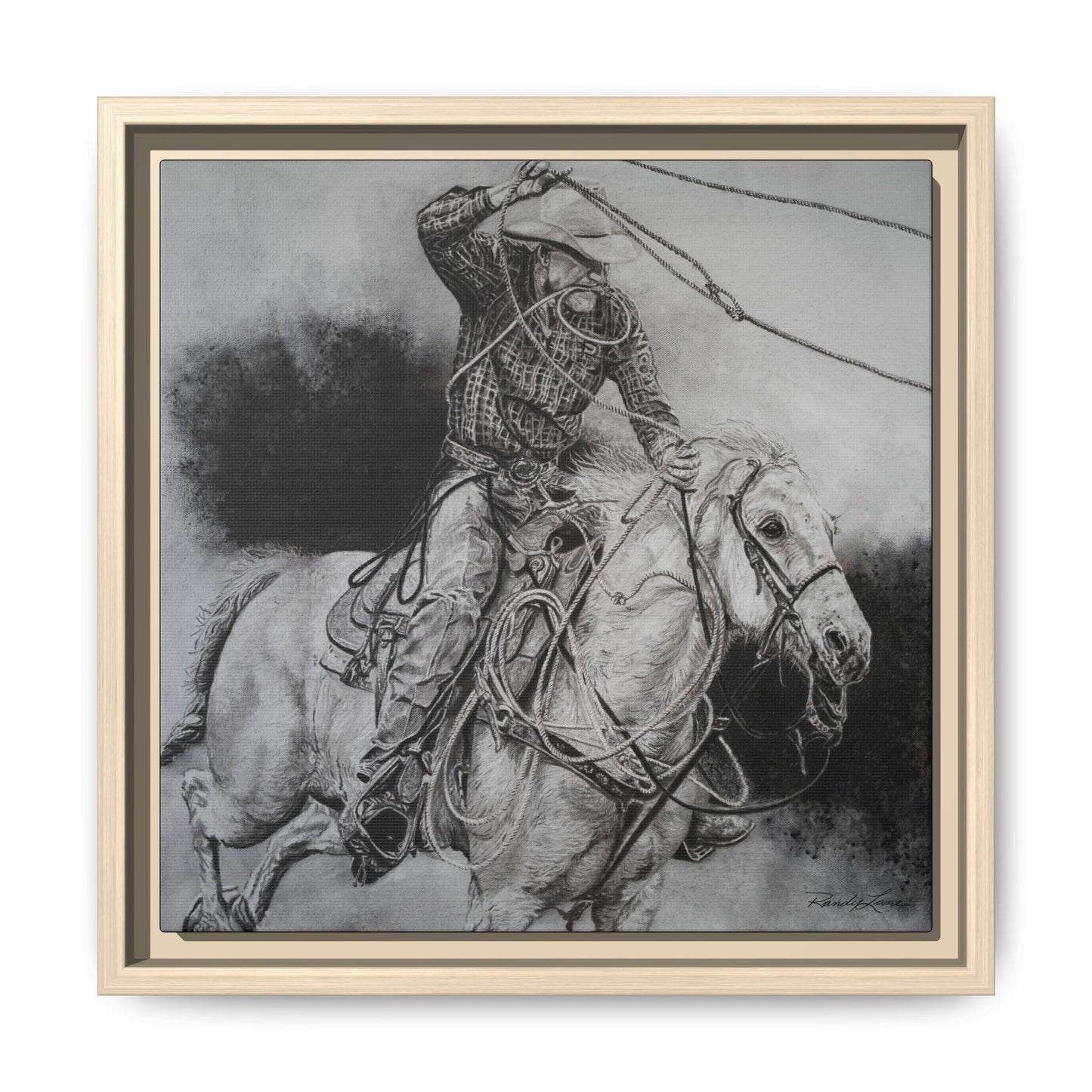 Let it Fly, Rodeo Tie-down Roper Painting, Matte Framed Stretched Canvas