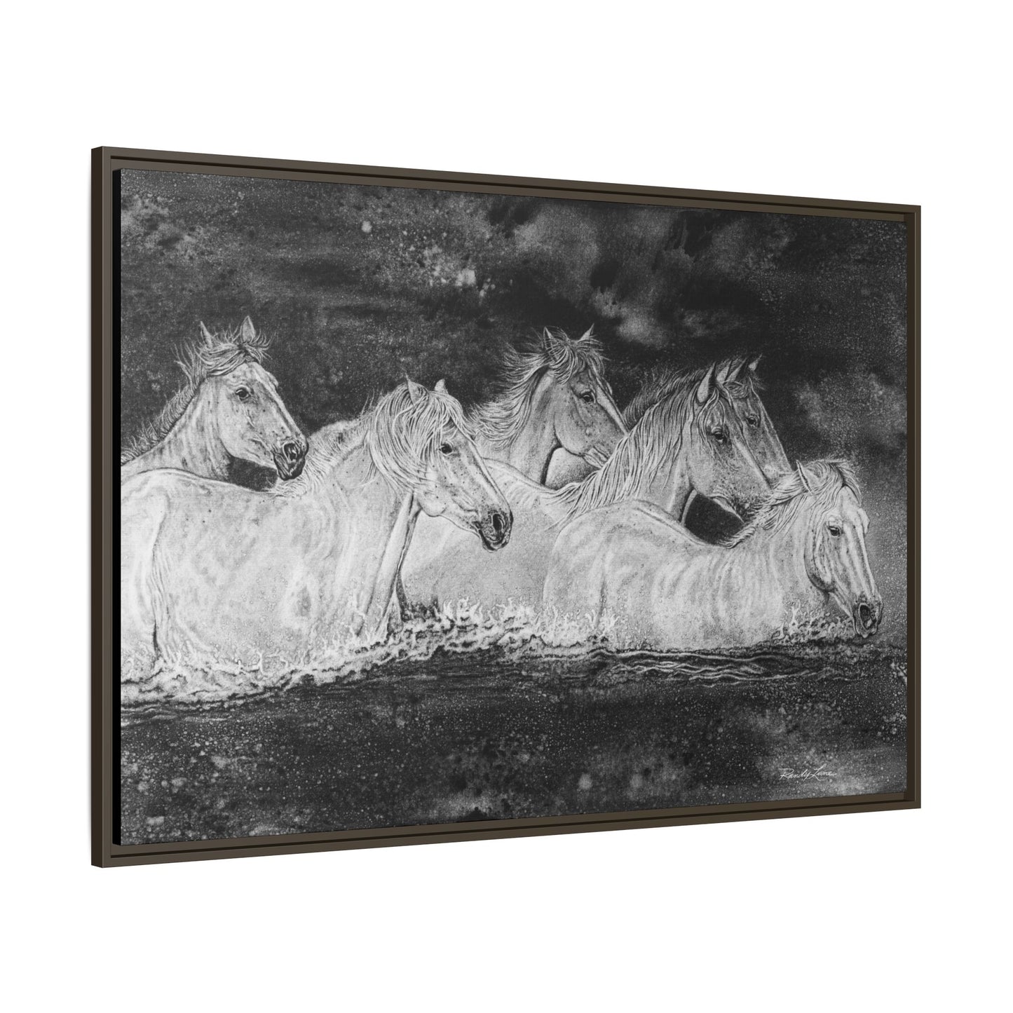 Night Swim, Framed Horse Canvas Art