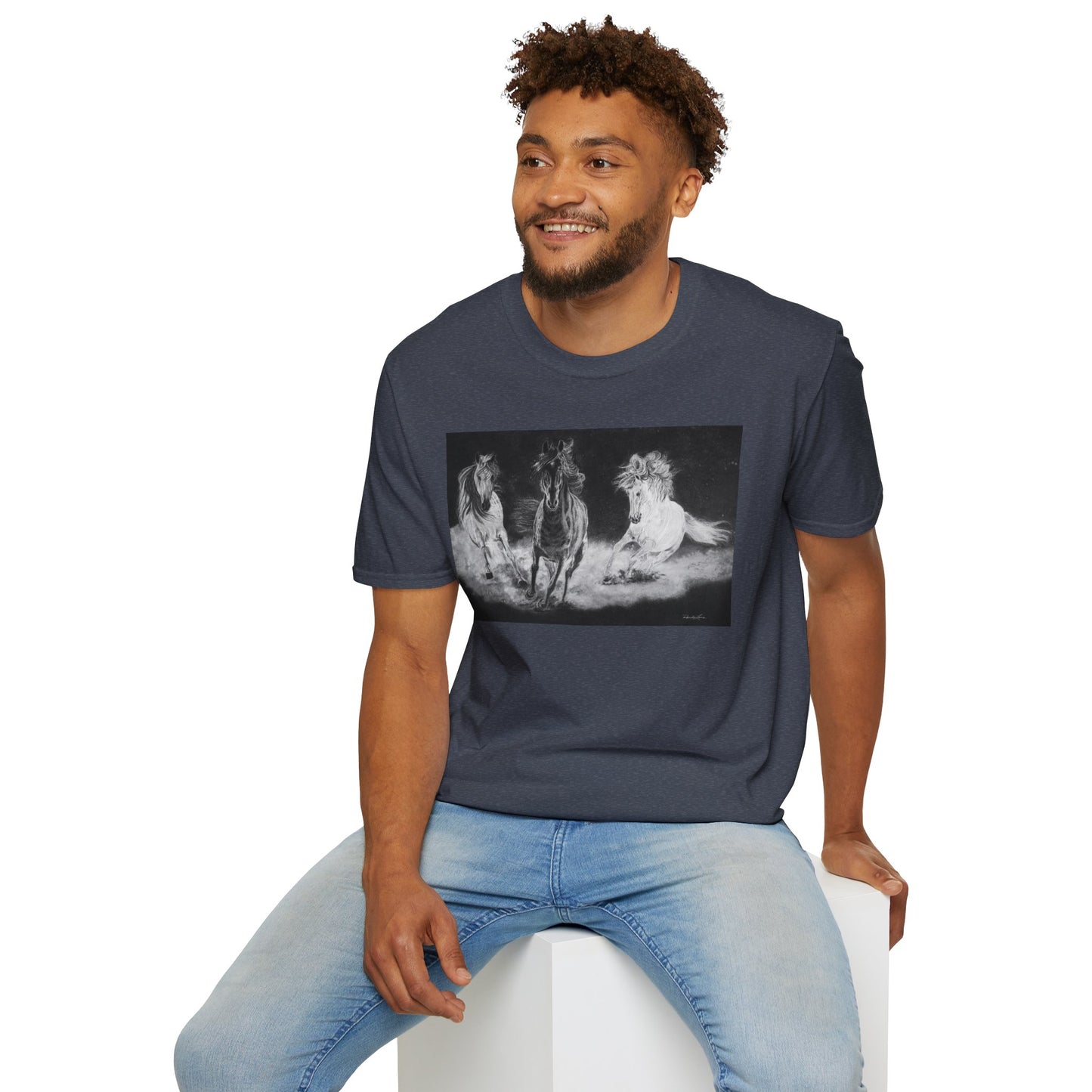 Midnight Run. Horse Graphic Unisex T-Shirt, Soft Cotton Shirt