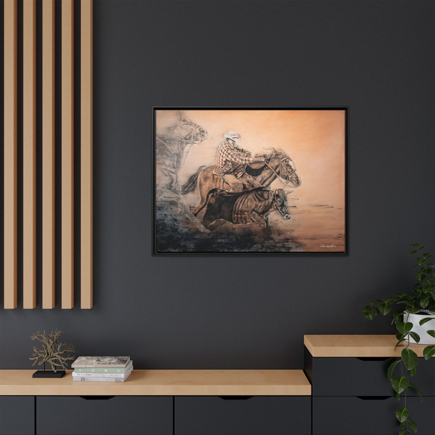 Get Some. Bulldogging Framed Stretched Matte Canvas Print
