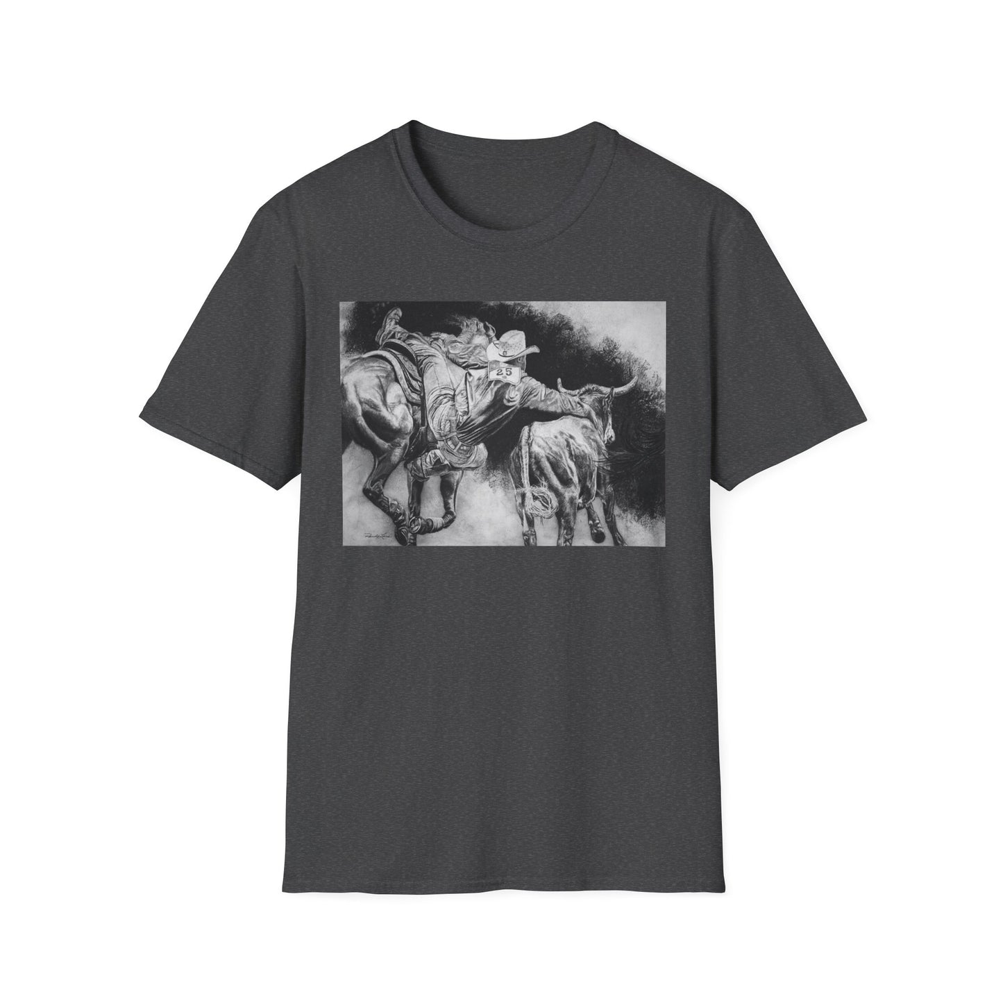 Contact. Cowboy Bulldogger Rodeo Art Unisex Softstyle T-Shirt
