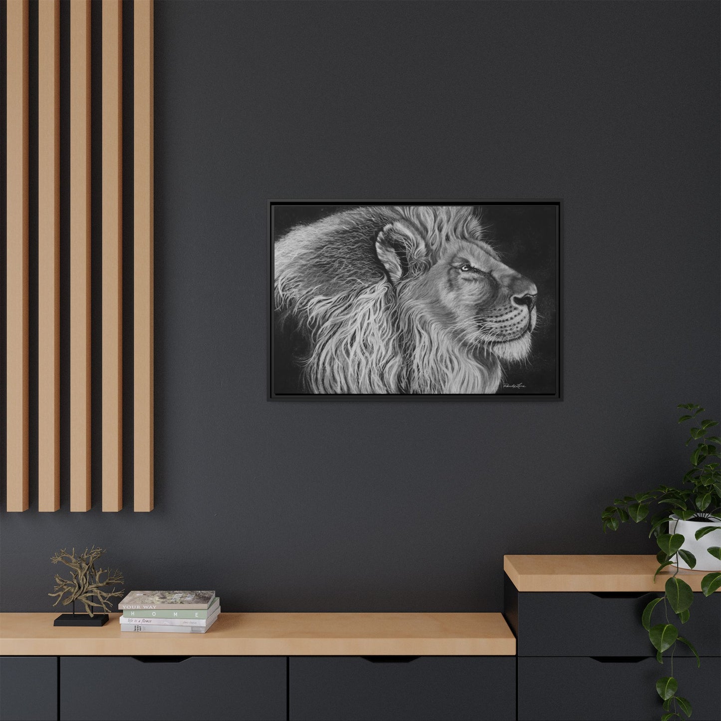 King of Cool, Majestic Lion Framed Canvas Art