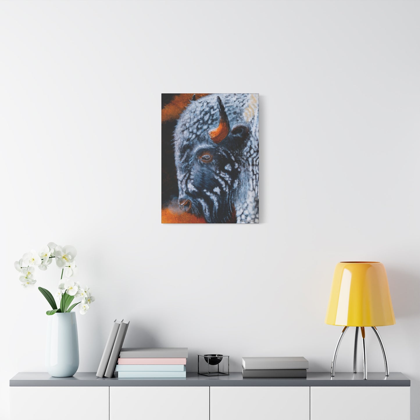 Storm Bison, Stretched Canvas Art Print