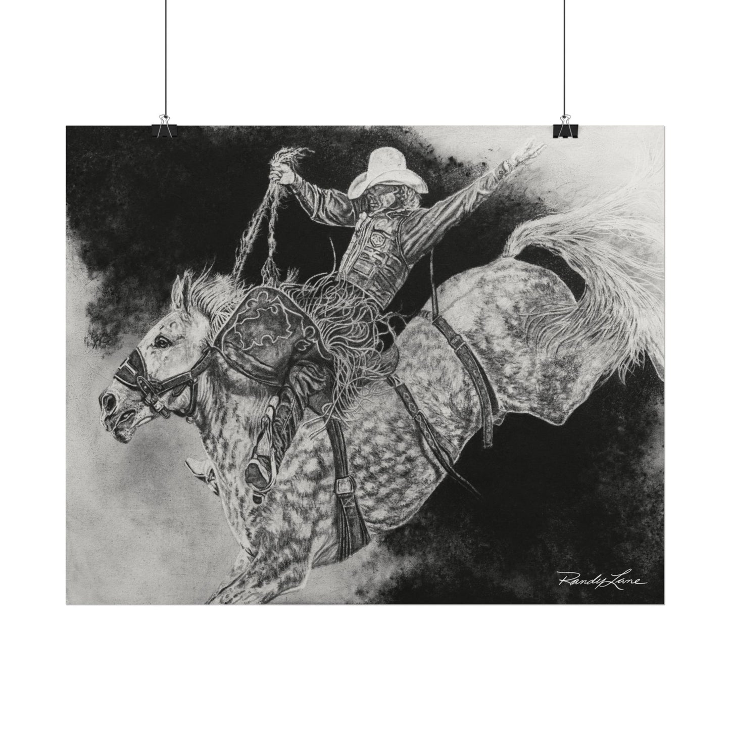 Big Grey, Rodeo Bareback Bronc Fine Art Print — Textured Matte Print