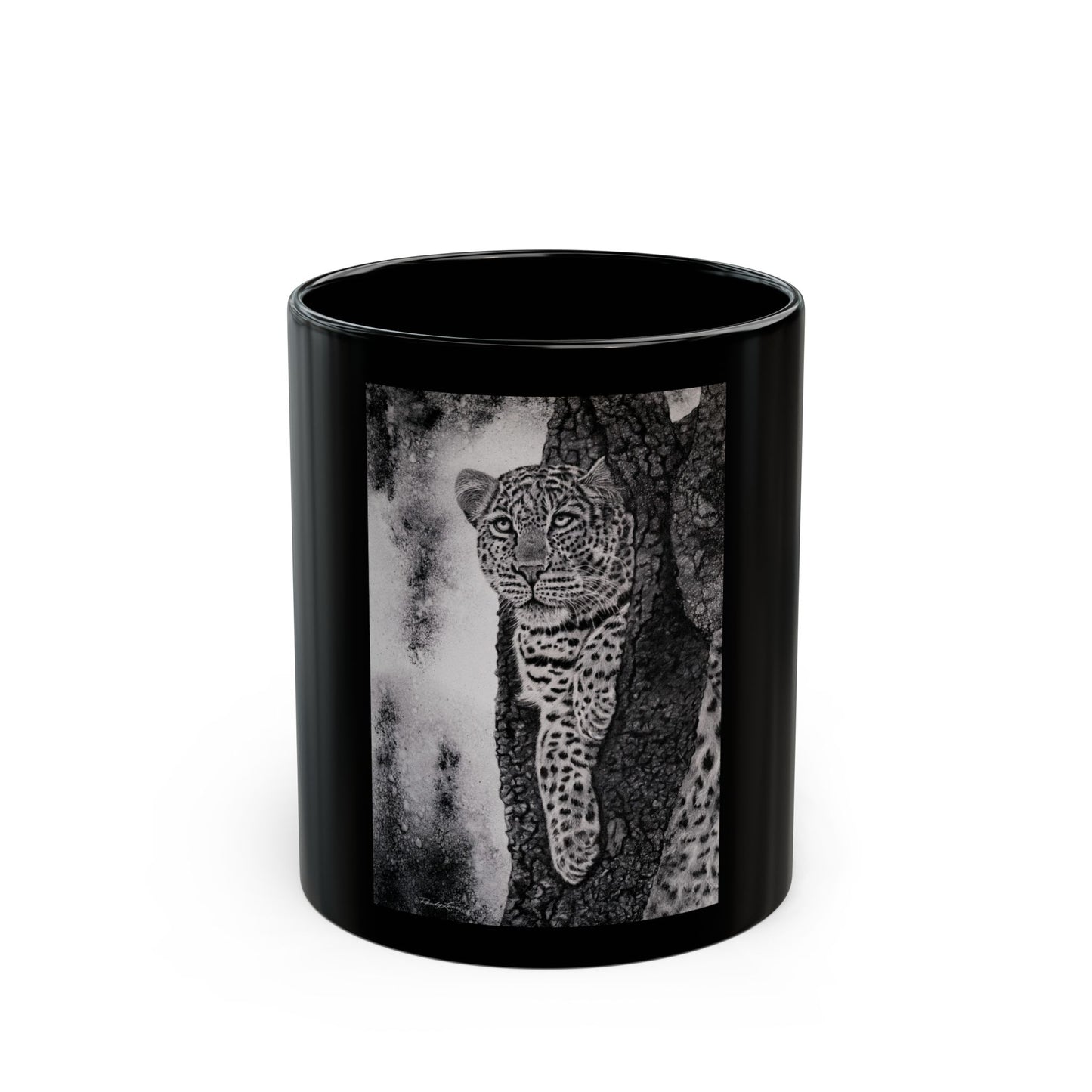 Tree Hugger, Leopard Black Mug