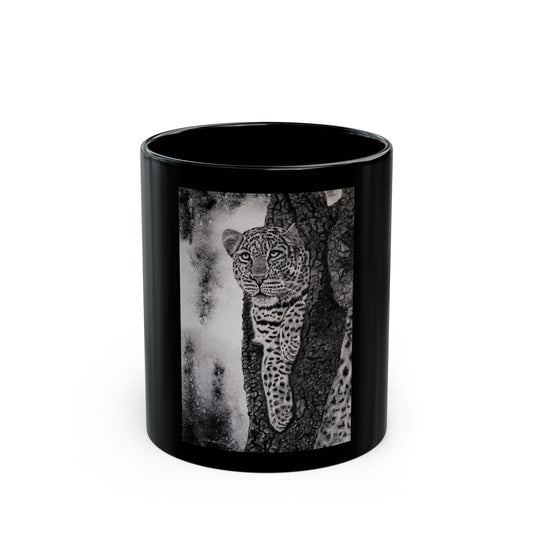 Tree Hugger, Leopard Black Mug
