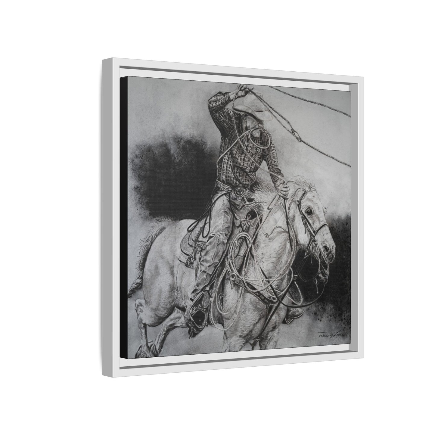 Let it Fly, Rodeo Tie-down Roper Painting, Matte Framed Stretched Canvas