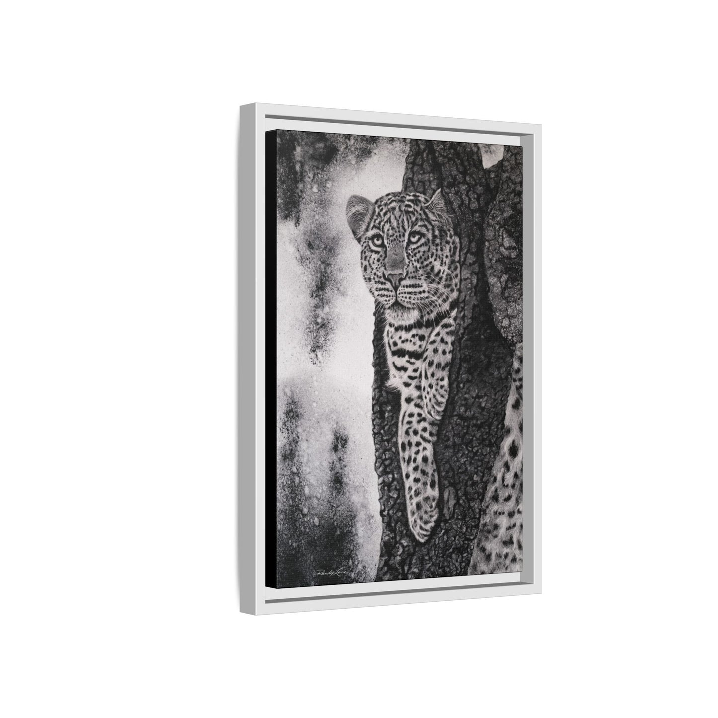 Tree Hugger, Leopard Framed Matte Canvas Wall Art