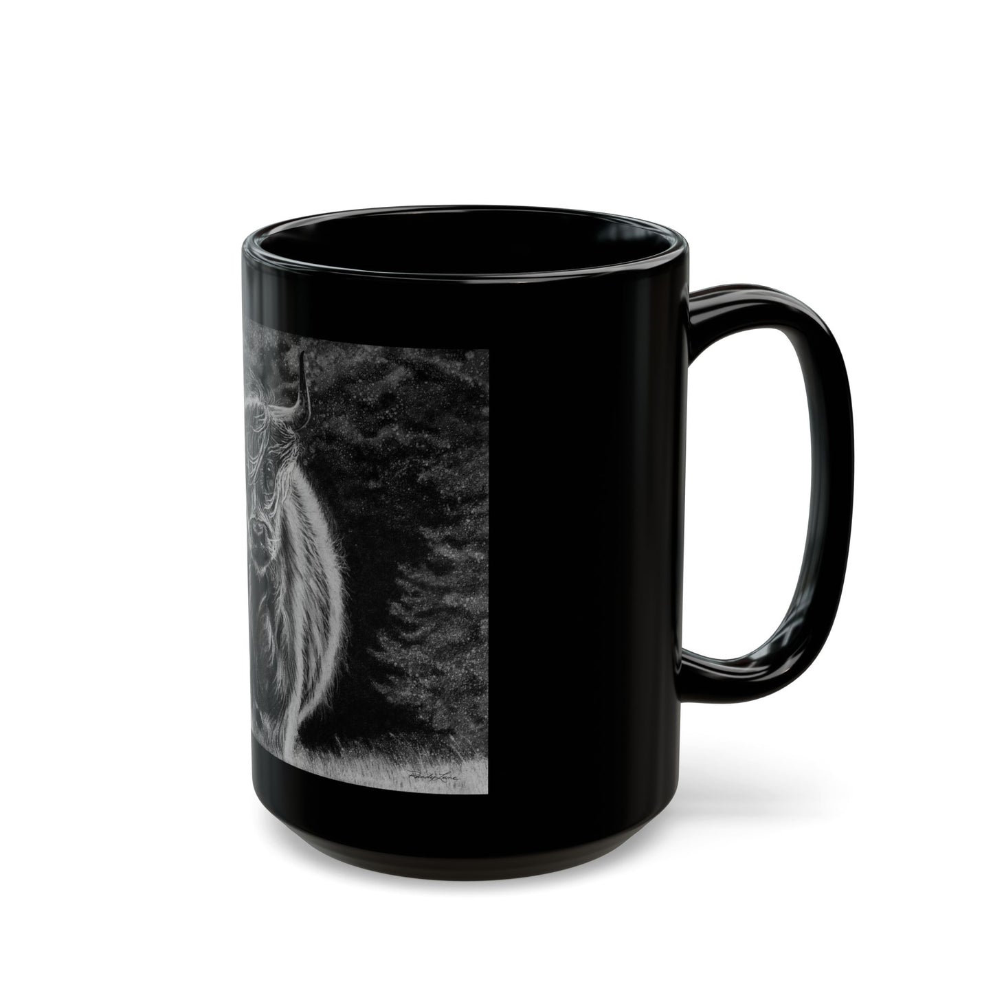 Ragamuffin. Highland Cow Black Mug