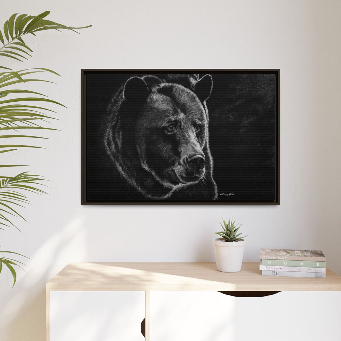 Dominance, Bear Portrait Stretched Framed Matte Canvas Print