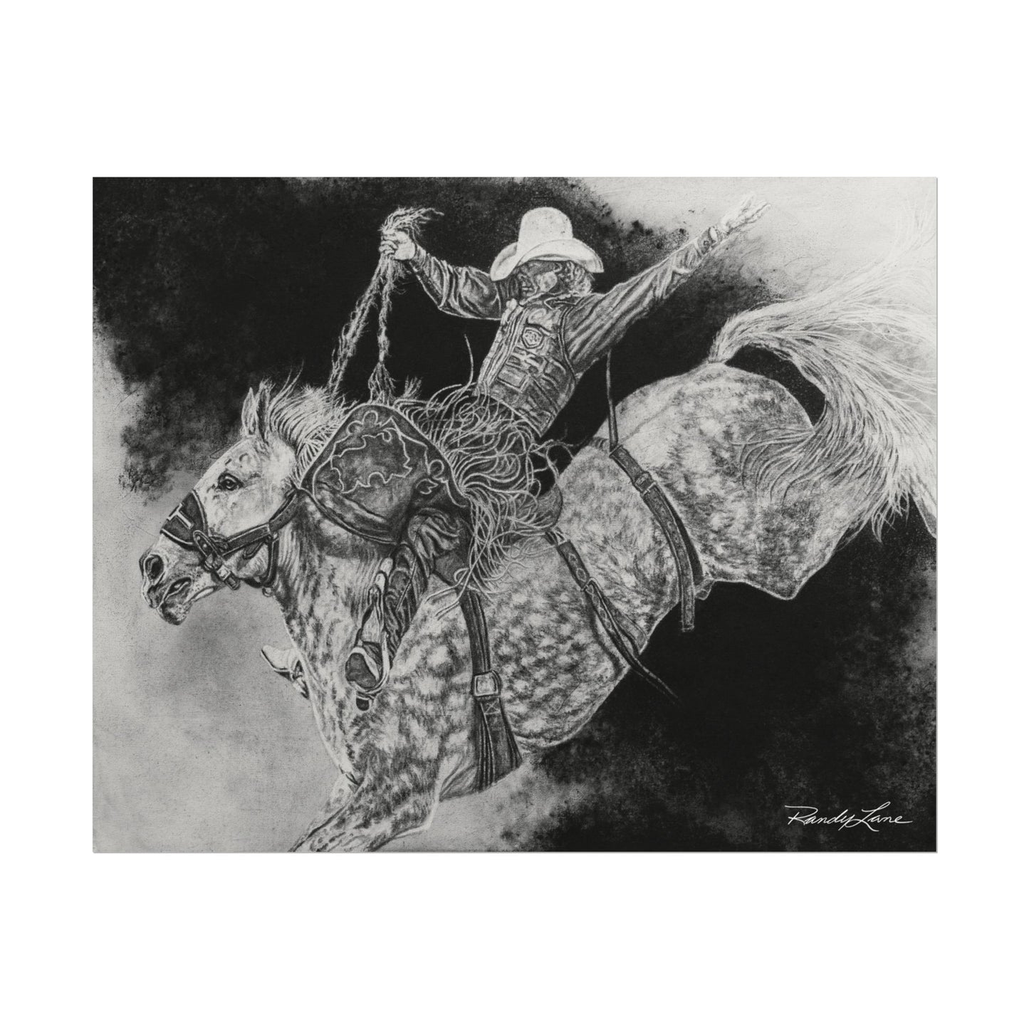 Big Grey, Rodeo Bareback Bronc Fine Art Print — Textured Matte Print