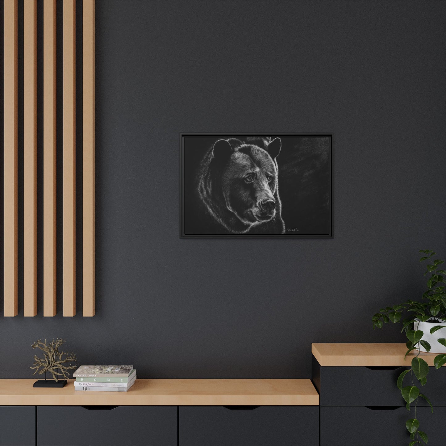 Dominance, Bear Portrait Stretched Framed Matte Canvas Print