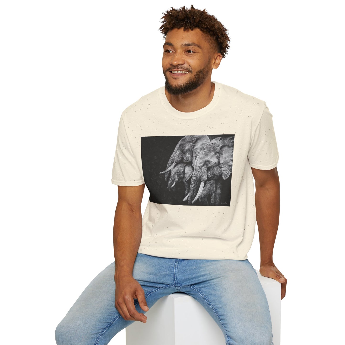 Brushland Bond. Elephant Art Unisex Softstyle T-Shirt