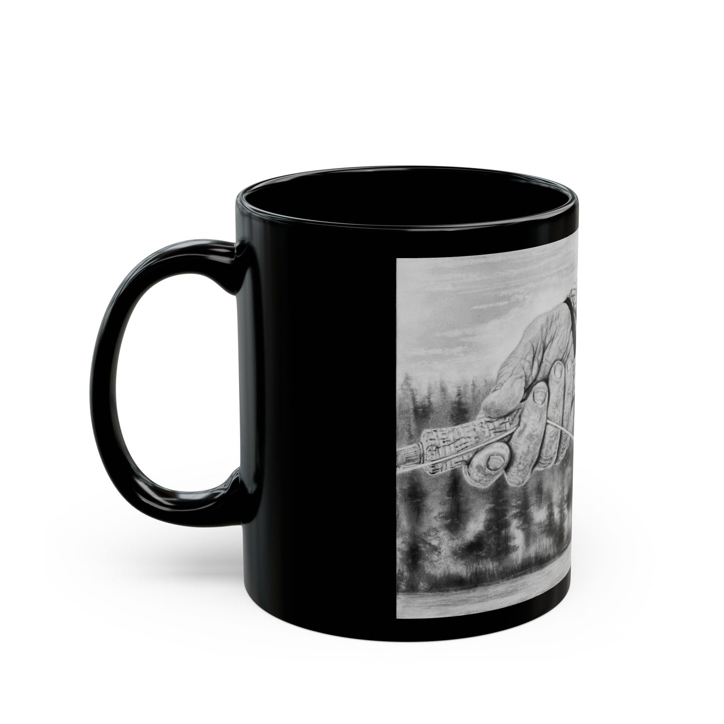 Therapy, Angler's Black Mug - Fishing Themed Coffee Cup for Outdoors Lovers
