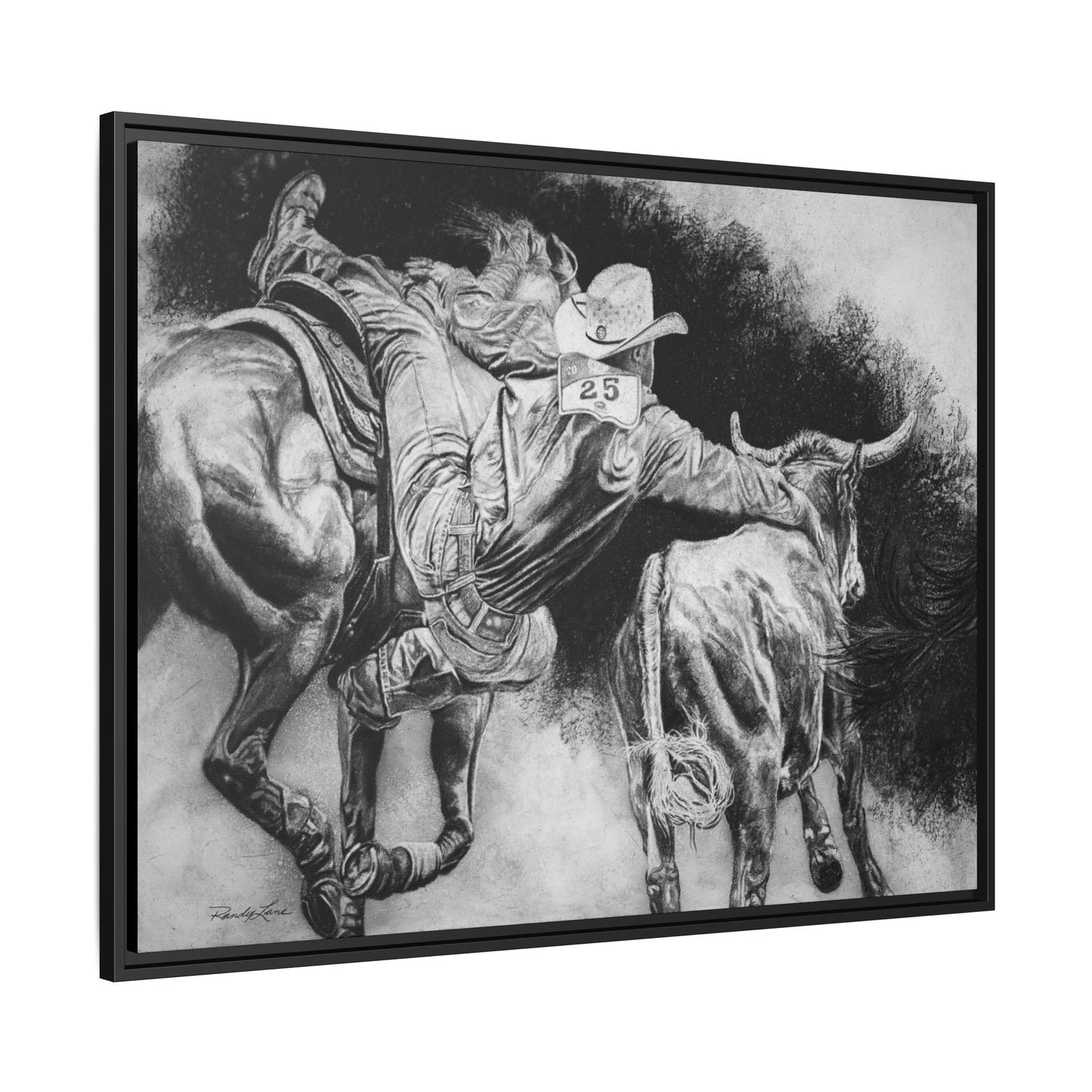 Contact. Cowboy Bulldogger Rodeo Art Framed Stretched Canvas Art