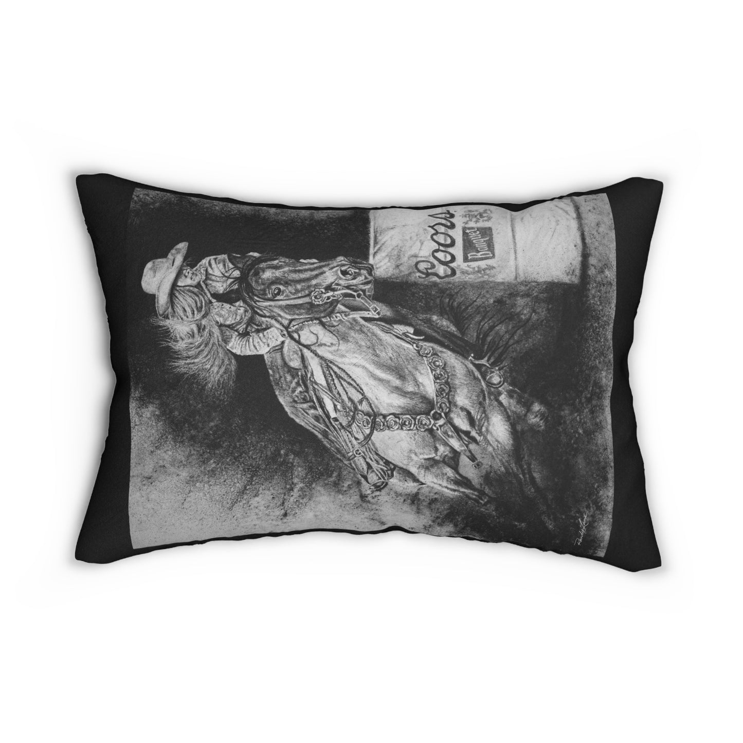 Sophie's Run. Rodeo Barrel Racer Lumbar Pillow
