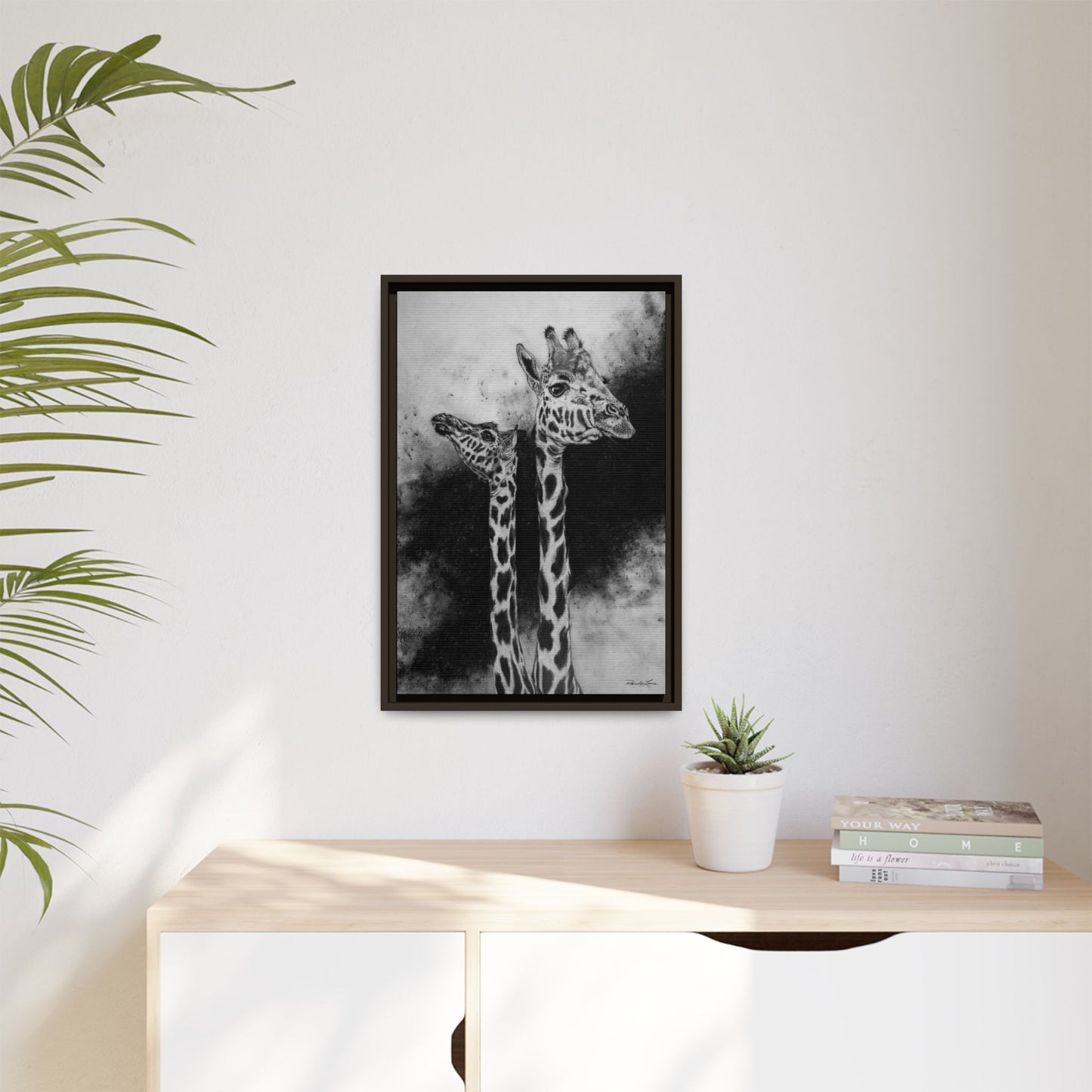 Grace in the Grasslands, Giraffe, Framed Matte Canvas Wall Decor