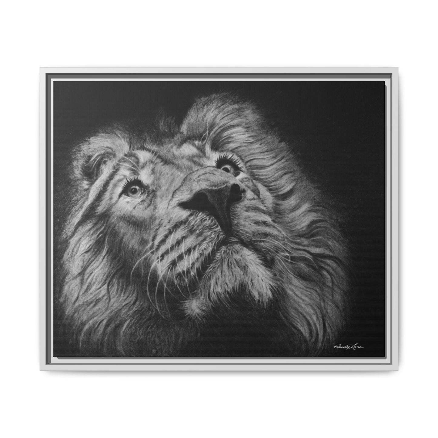 Renown, Framed Lion Canvas Art Print