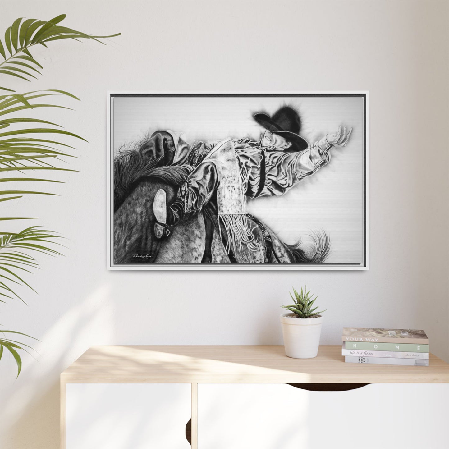 Go Time. Stretched Matte Canvas Framed Rodeo Art Print