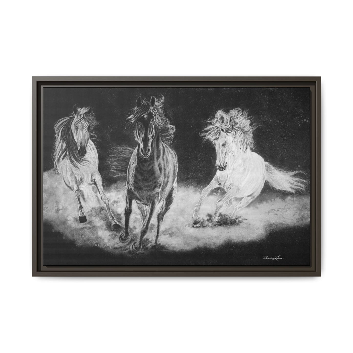 Midnight Run. Framed Stretched Matte Canvas Fine Art Horse Print