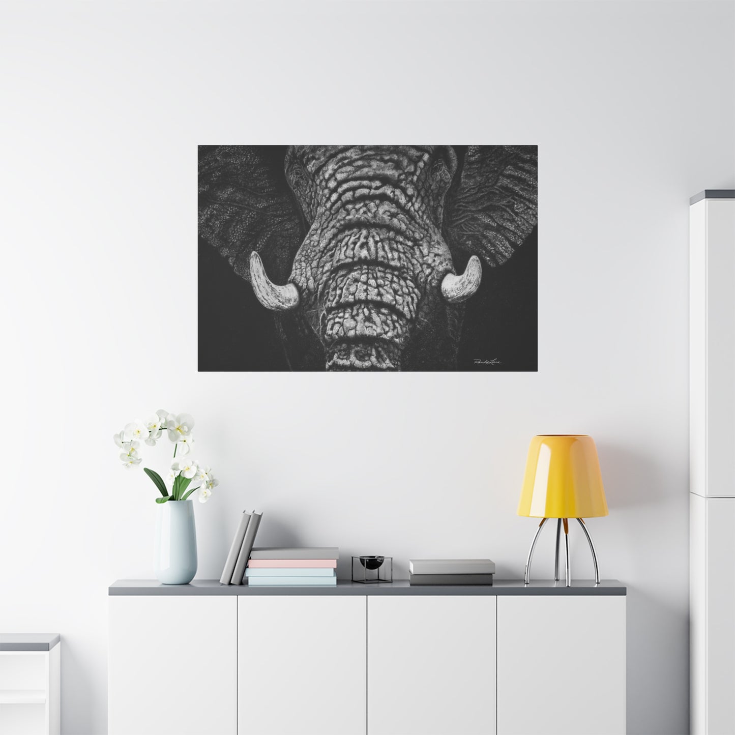 Ebony and Ivory, Stretched Canvas Wall Art Featuring Majestic Elephant