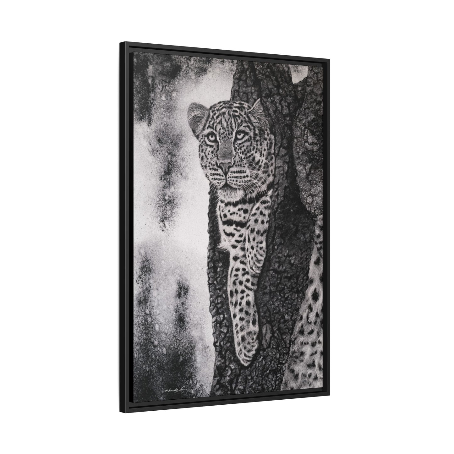 Tree Hugger, Leopard Framed Matte Canvas Wall Art