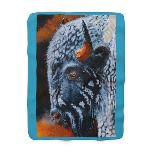 Storm Bison, Bison Theme Cozy Sherpa Fleece Blanket