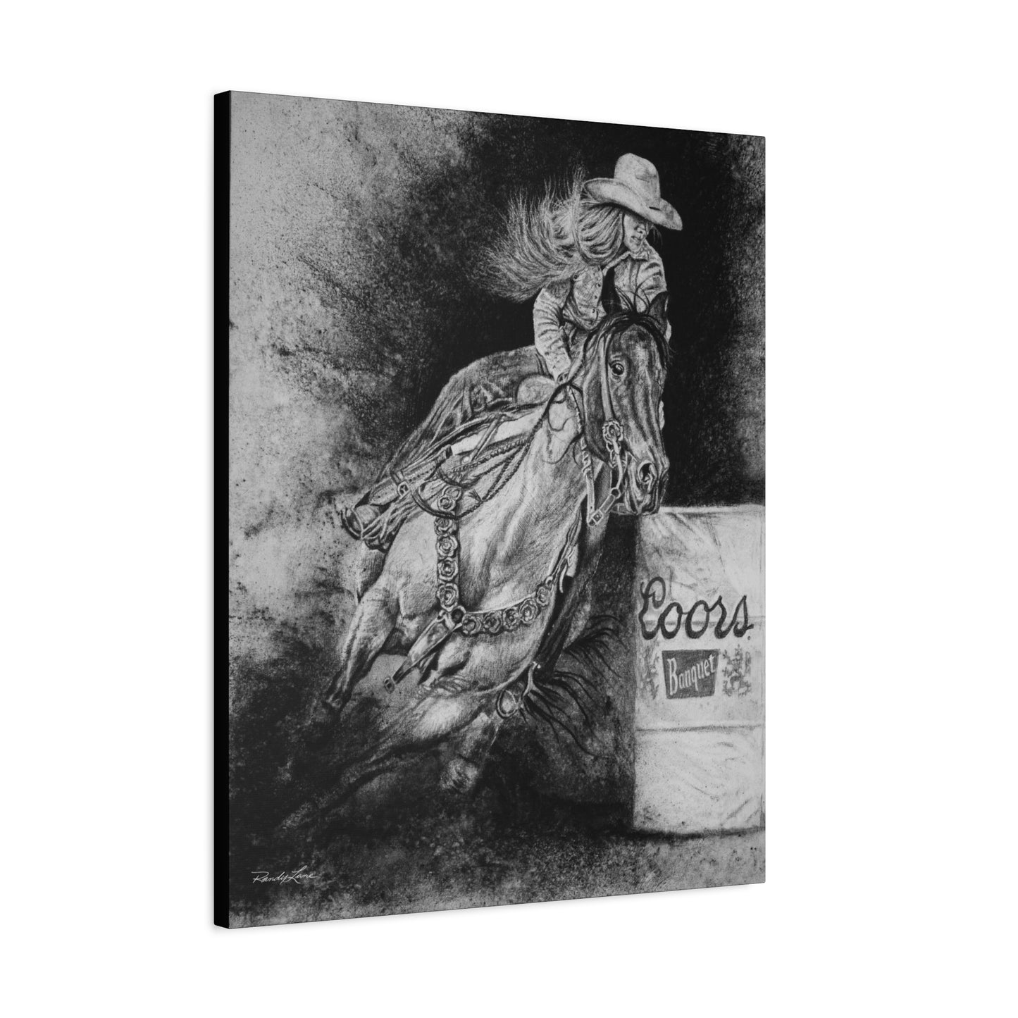 Sophie's Run. Rodeo Barrel Racer Art Stretched Canvas