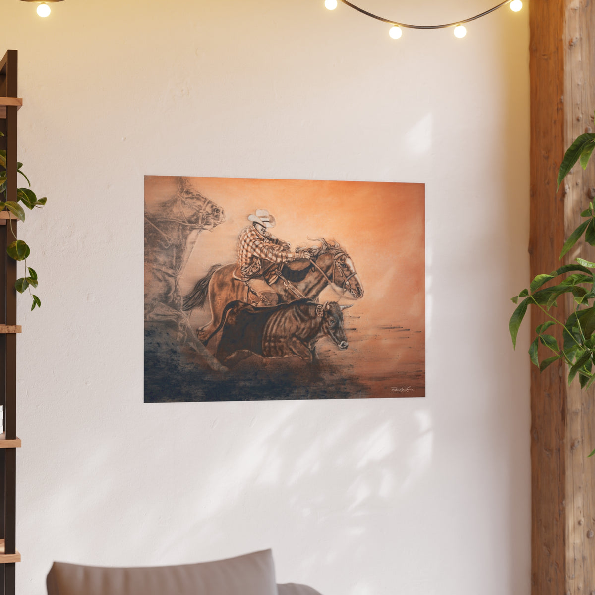 Get Some, Rodeo Steer Wrestler Fine Art Print (Satin or Archival Matte)