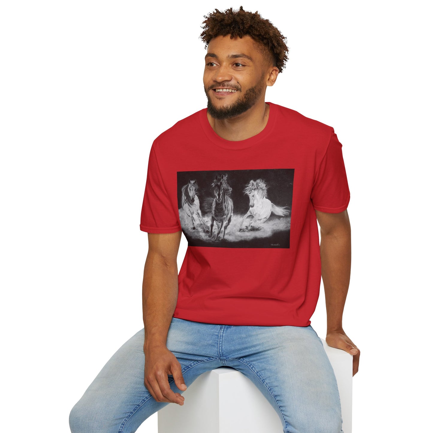 Midnight Run. Horse Graphic Unisex T-Shirt, Soft Cotton Shirt