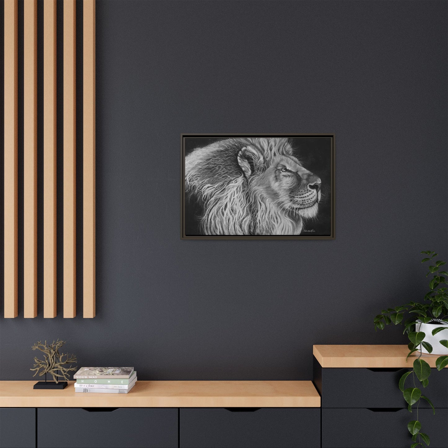 King of Cool, Majestic Lion Framed Canvas Art