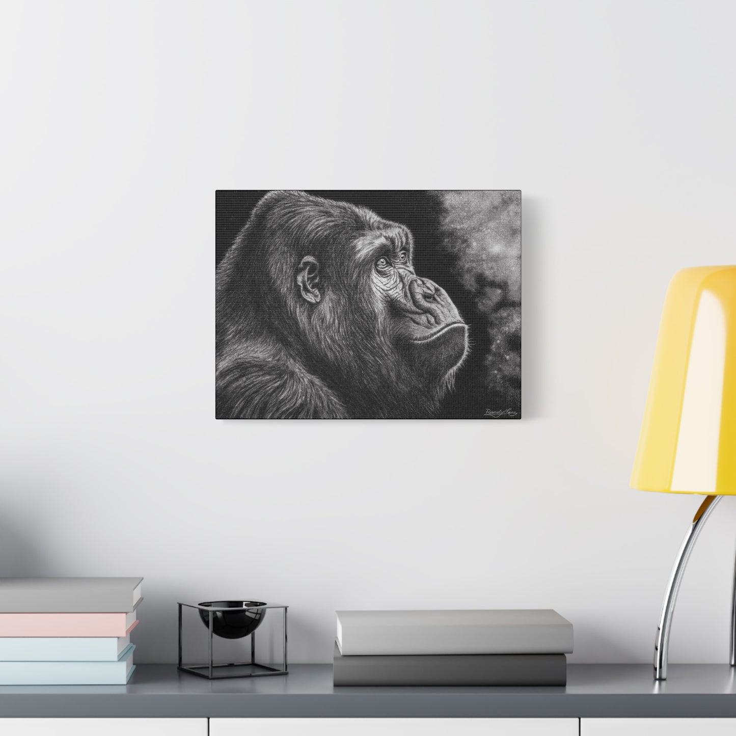 Gorilla Wall Art Print, Matte Stretched Canvas Decor