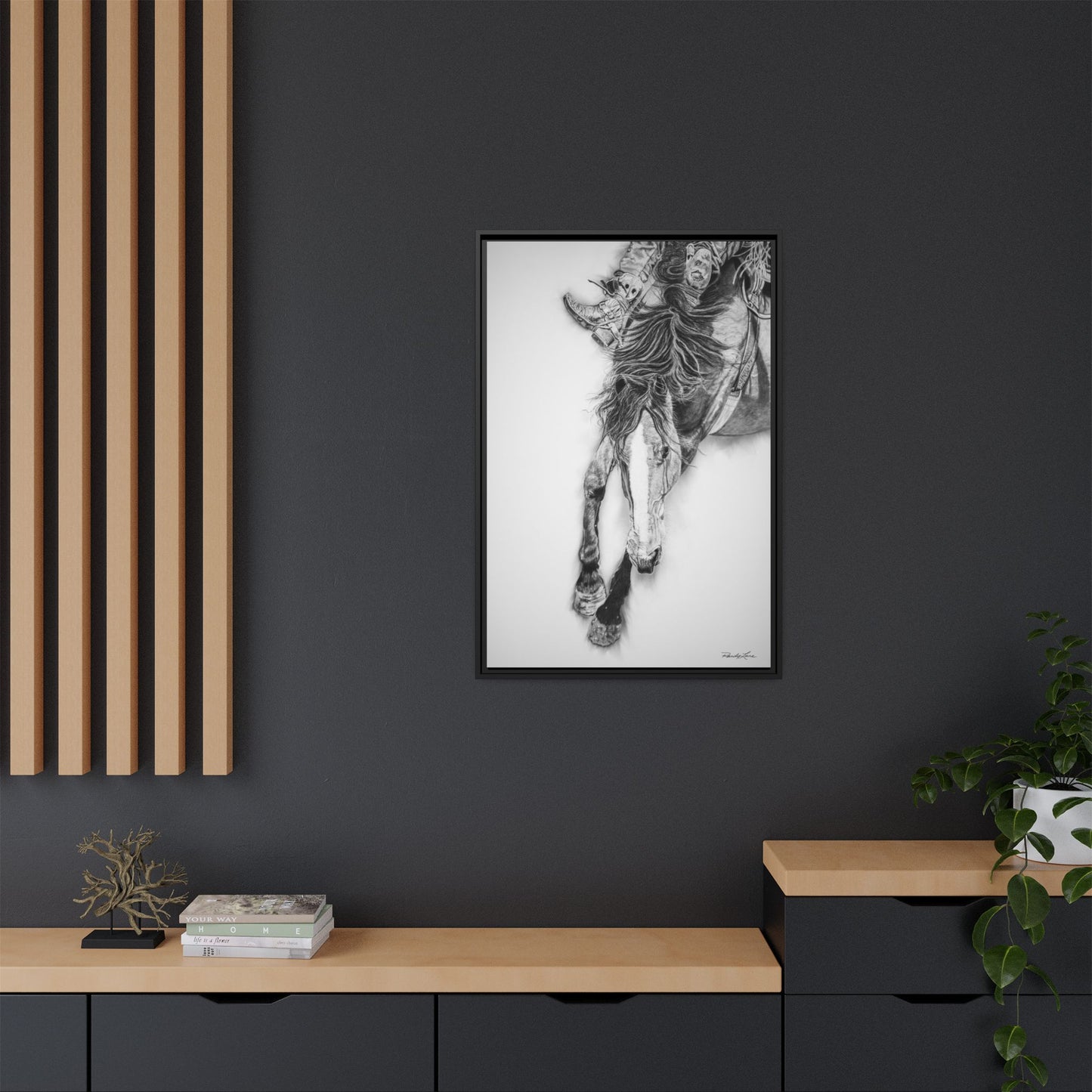Crazy 8. Framed Stretched Matte Canvas Rodeo Art Print
