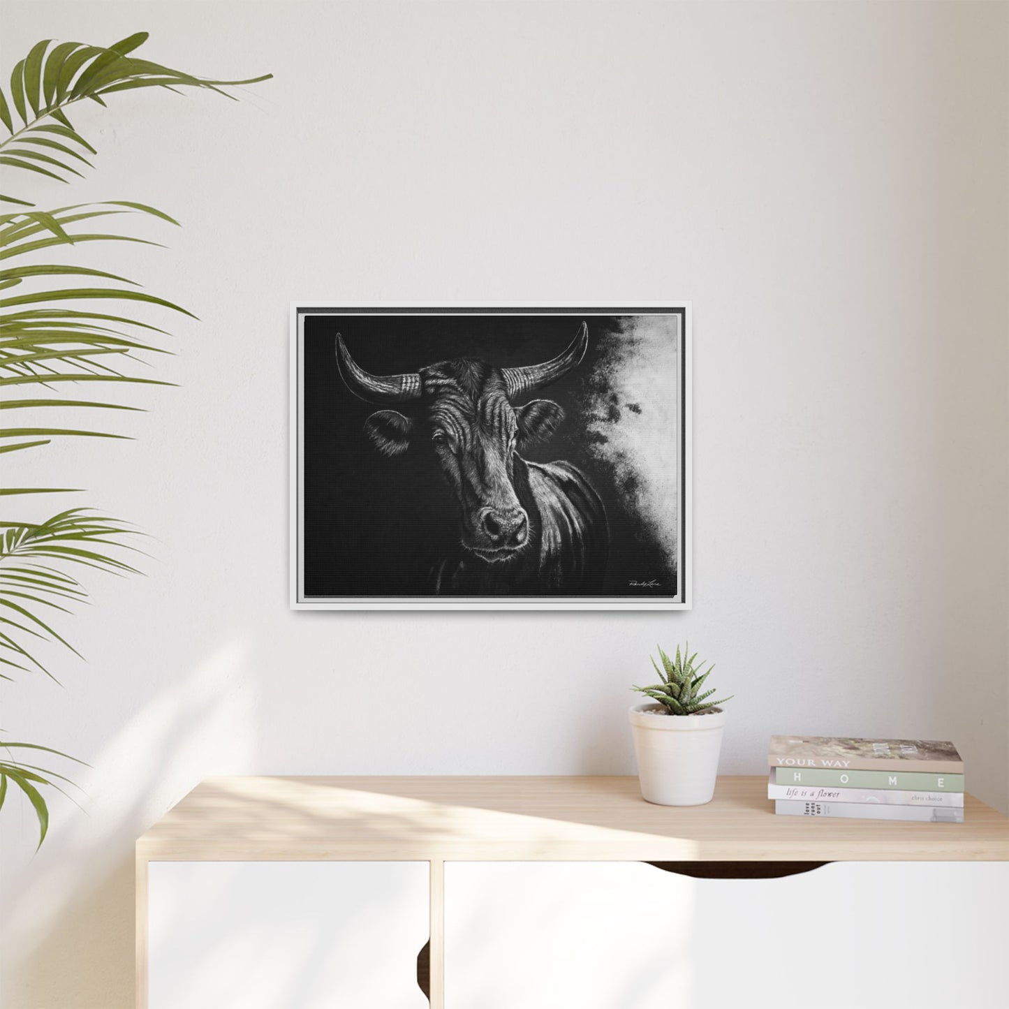 Stonebreaker. Bucking Bull Framed Stretch Matte Canvas Print