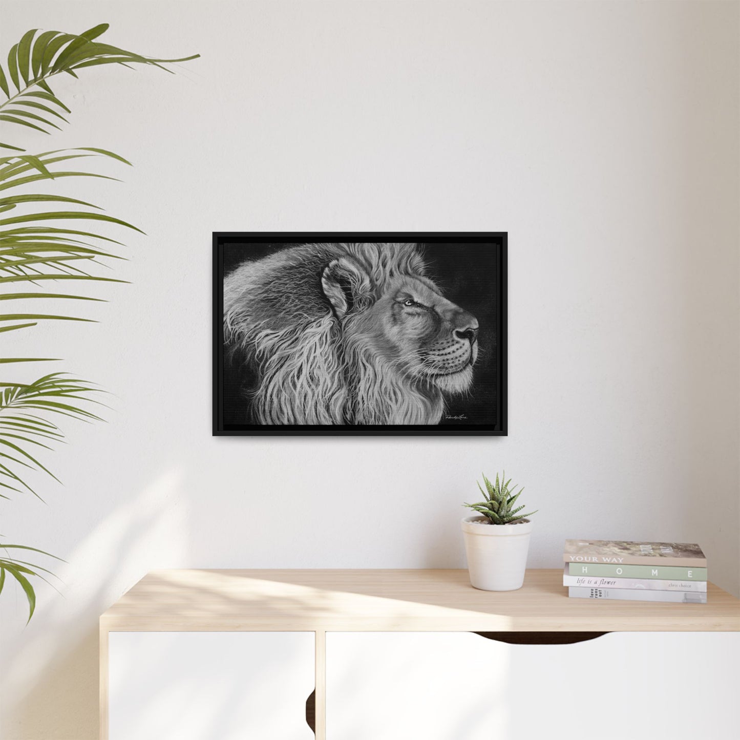 King of Cool, Majestic Lion Framed Canvas Art