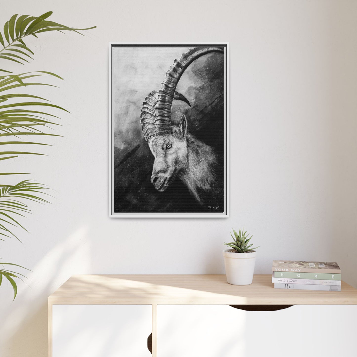 Apex,  Alpine Mountain Goat, Framed Matte Canvas Art Print,