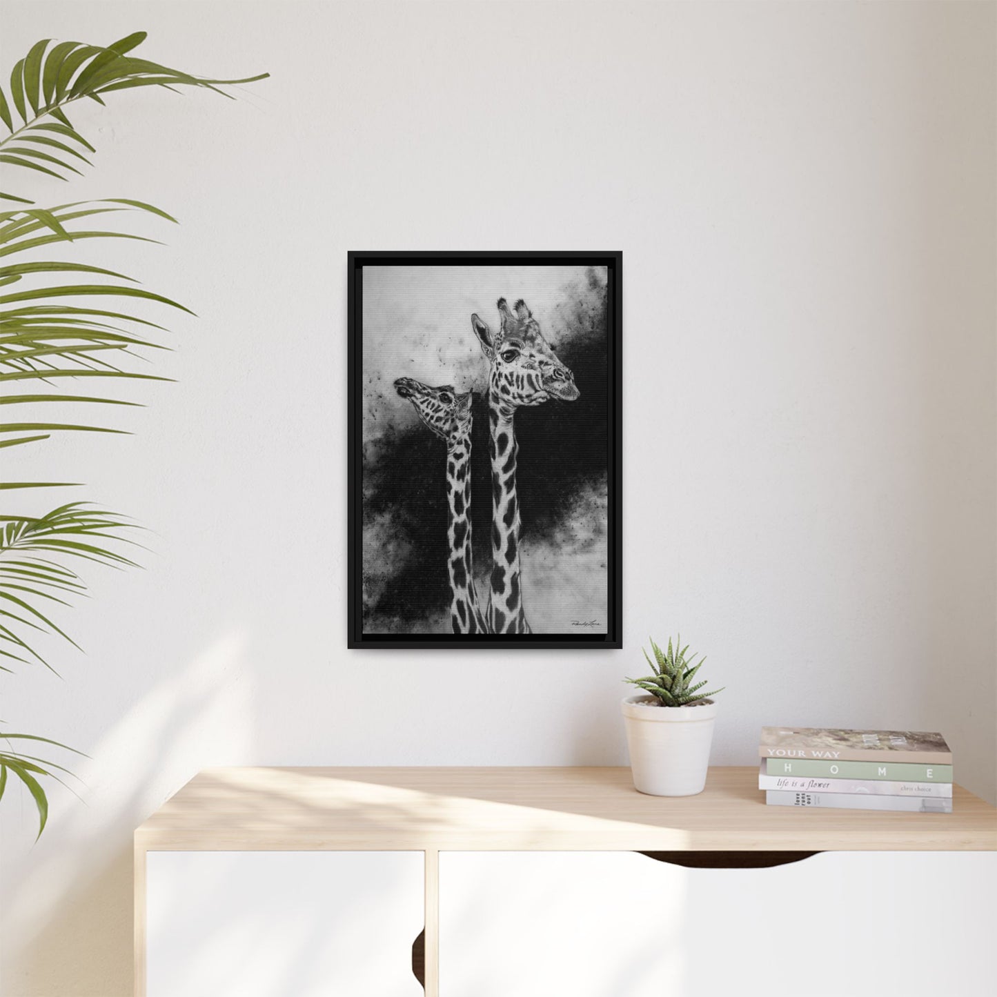 Grace in the Grasslands, Giraffe, Framed Matte Canvas Wall Decor