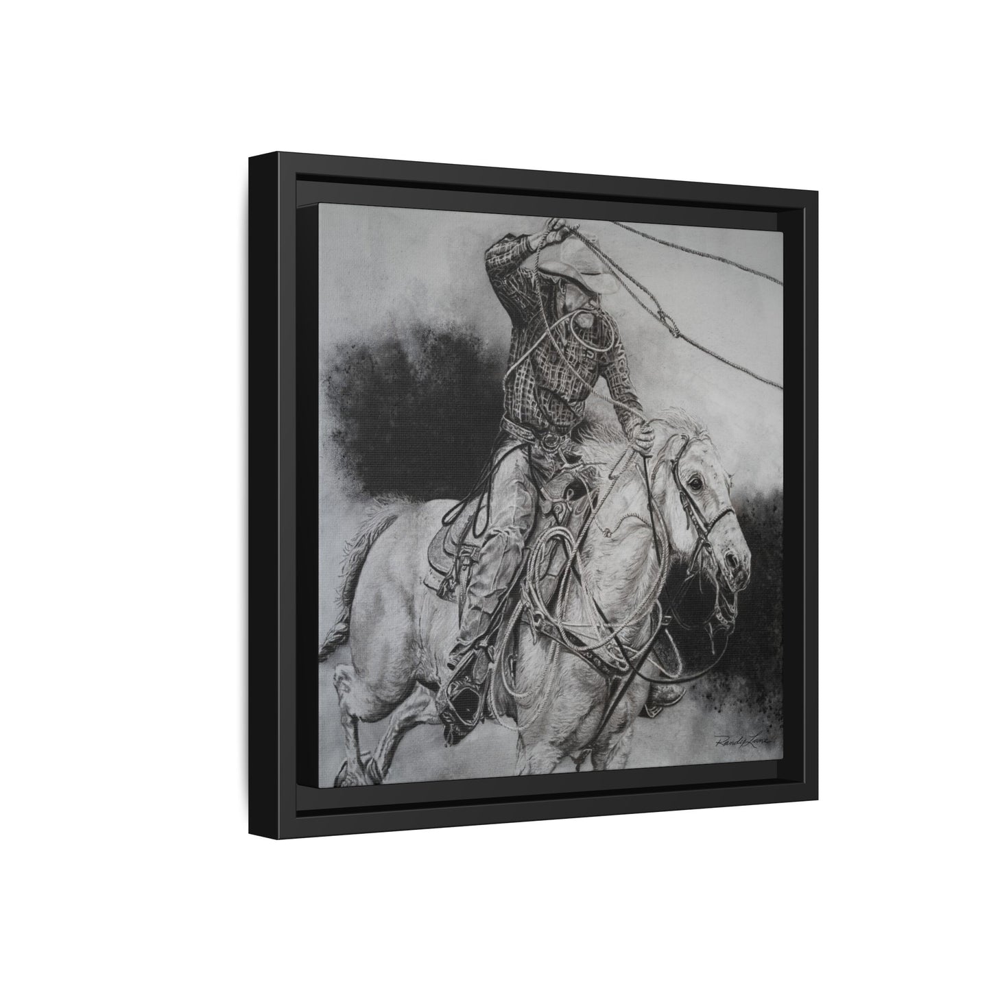 Let it Fly, Rodeo Tie-down Roper Painting, Matte Framed Stretched Canvas