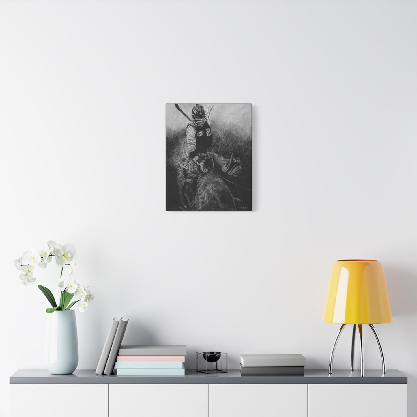 Gettin Frosty. Bull Rider stretched Matte Canvas Print
